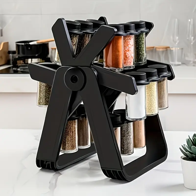 Set Rotativ Condimente - 18 Borcane Sticla, Organizator Bucatarie, Rotatie 360° pentru Acces Rapid [1]