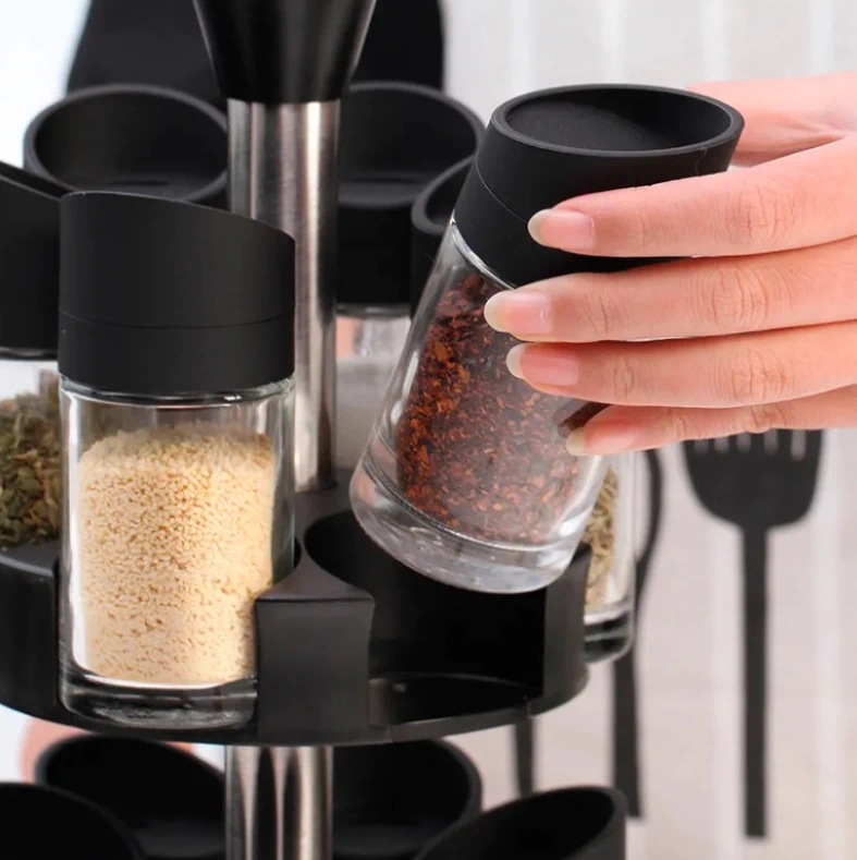 Set Rotativ Condimente 6 Borcane Sticla – Organizator 360° Bucătărie [2]