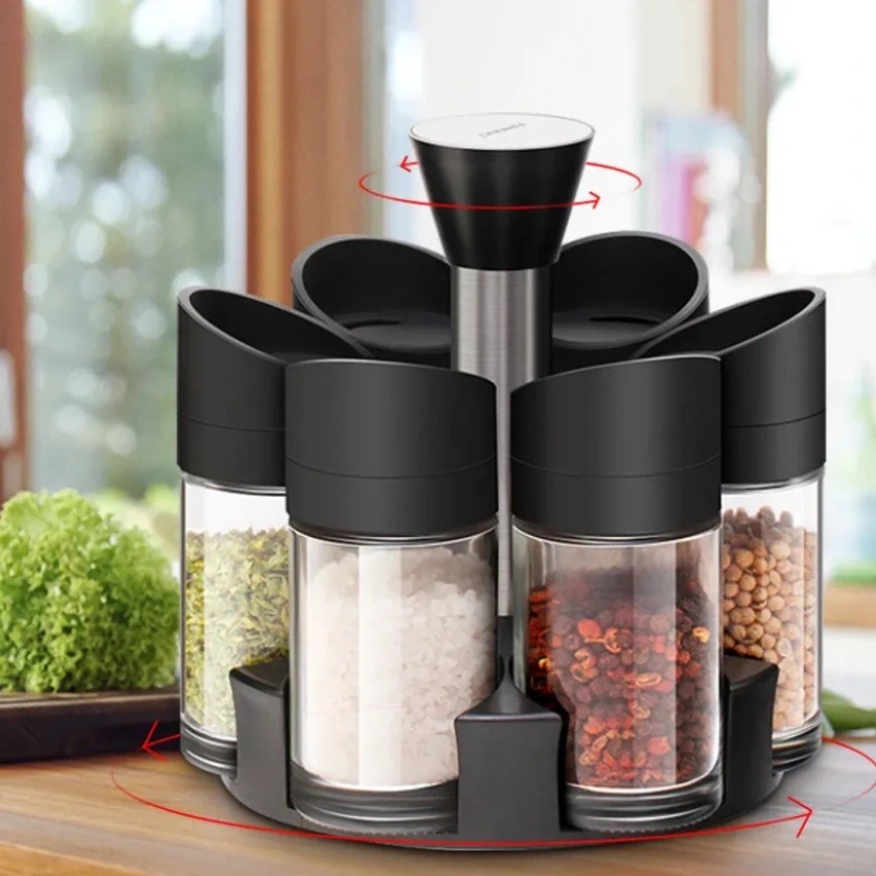 Set Rotativ Condimente 6 Borcane Sticla – Organizator 360° Bucătărie [4]