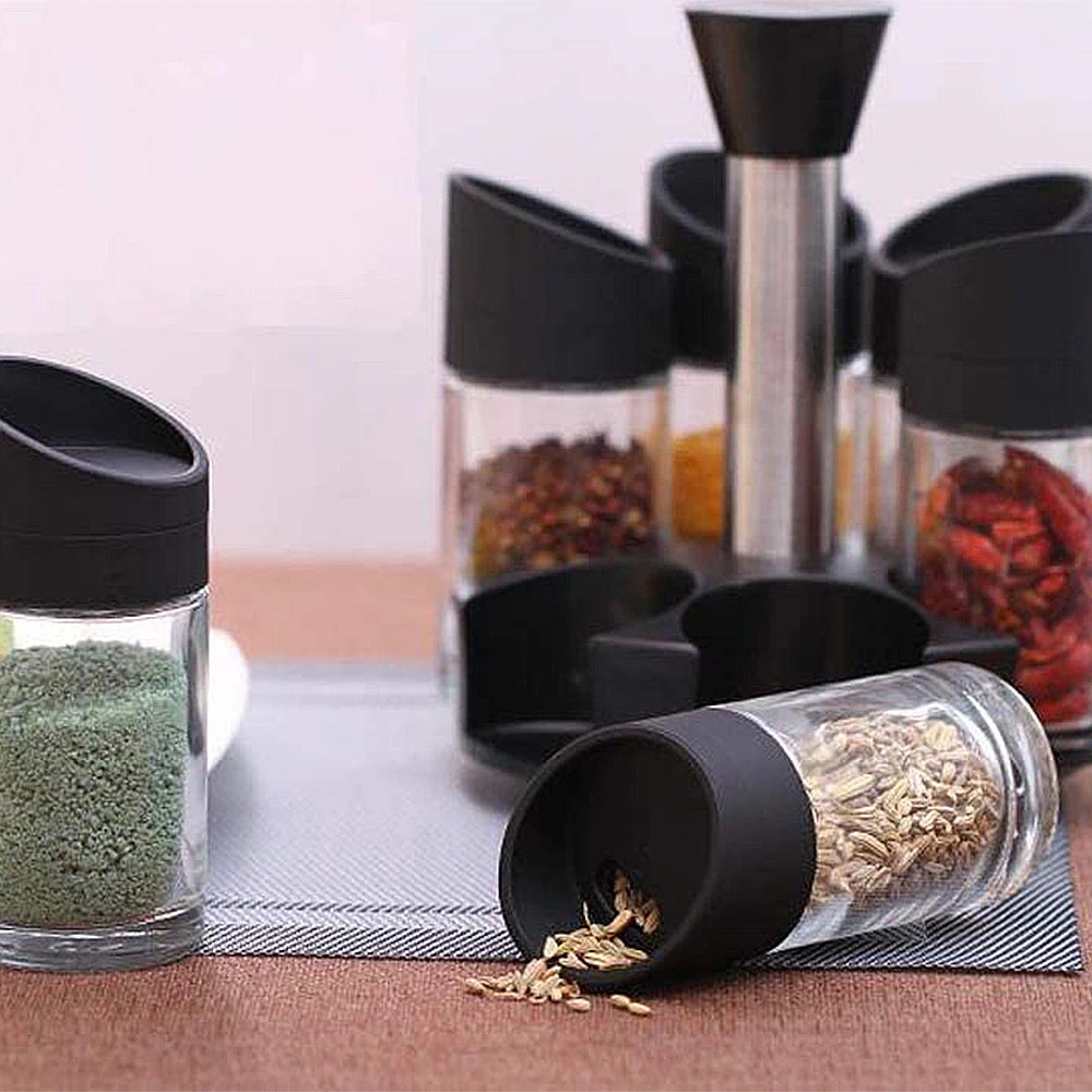 Set Rotativ Condimente 6 Borcane Sticla – Organizator 360° Bucătărie [5]