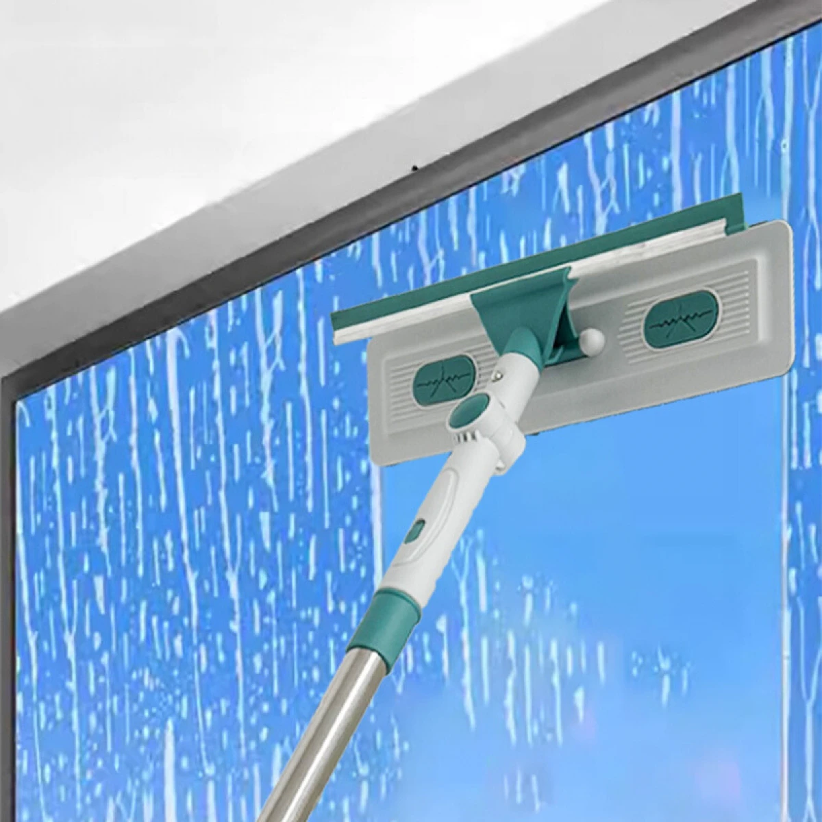 Stergator geamuri cu 2 lavete microfibra, rotativ 180°, maner telescopic reglabil 1-1.7m, racleta silicon [3]
