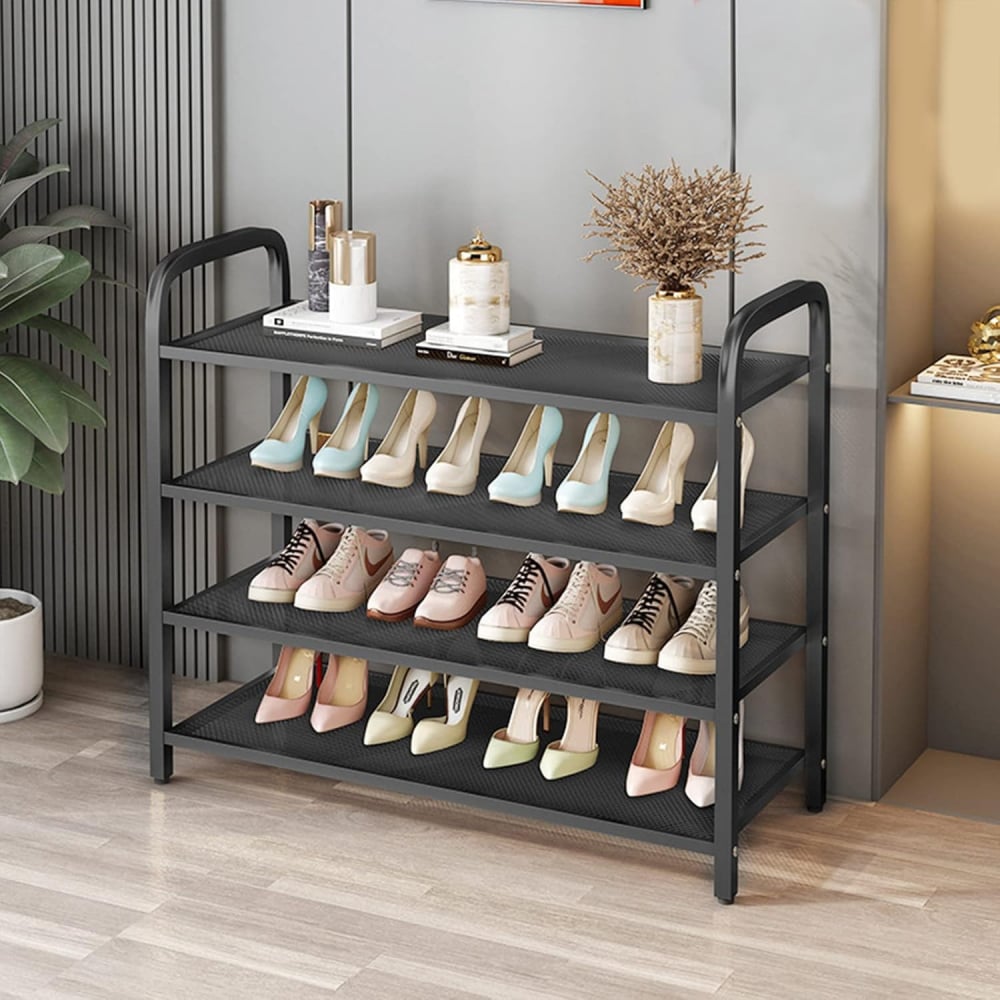 Suport Metalic Incaltaminte / Pantofar, 4 Nivele, Negru,  60x28x75 cm - Organizare Inteligenta a Pantofilor [1]