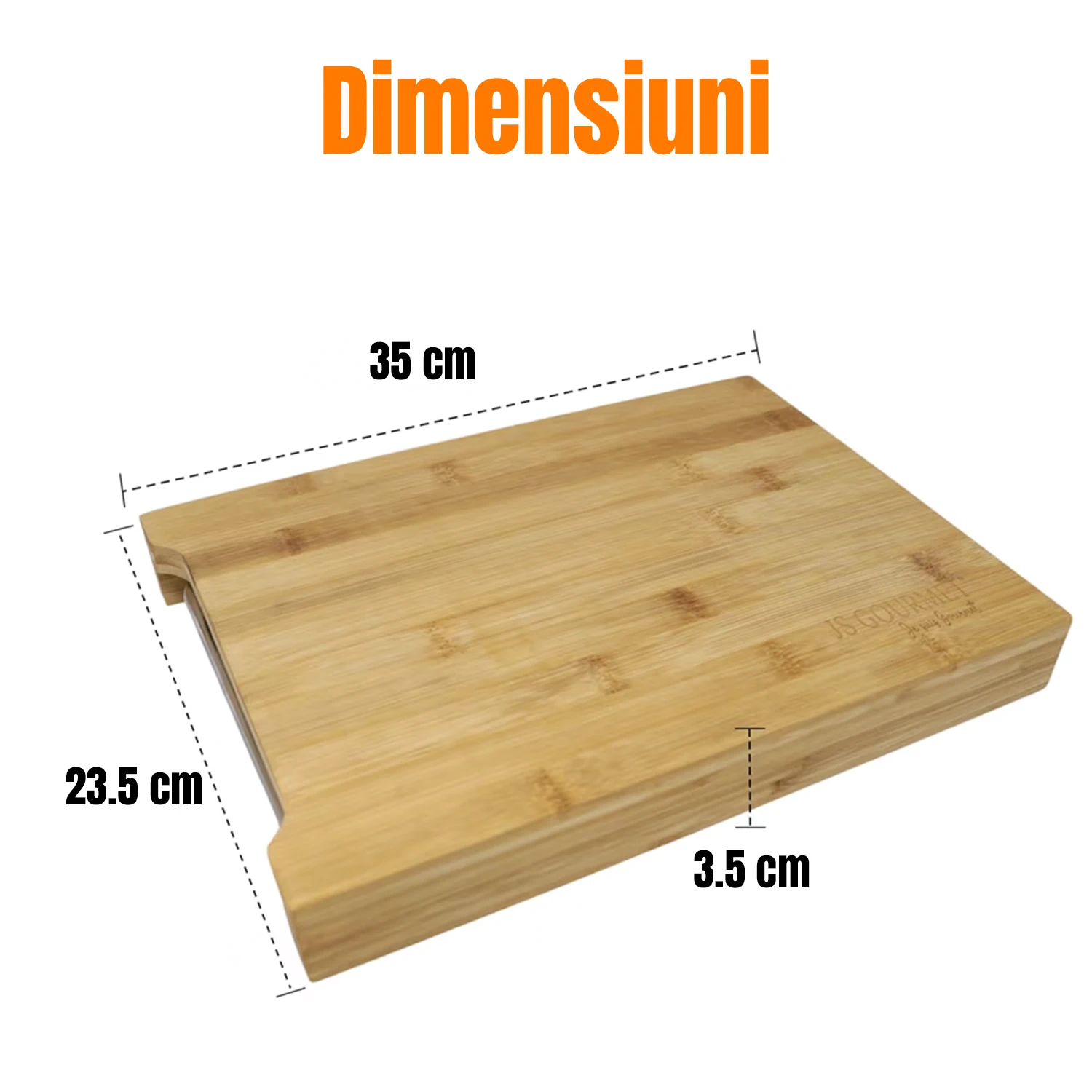 Tocator bambus cu tava inox 35x23.5x3.5 cm NEXT TREND – Tocator premium pentru fructe, legume, branzeturi [4]