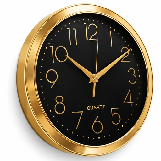 Ceas Analog de perete silentios Quartz rotund 29 cm Auriu - Negru [3]