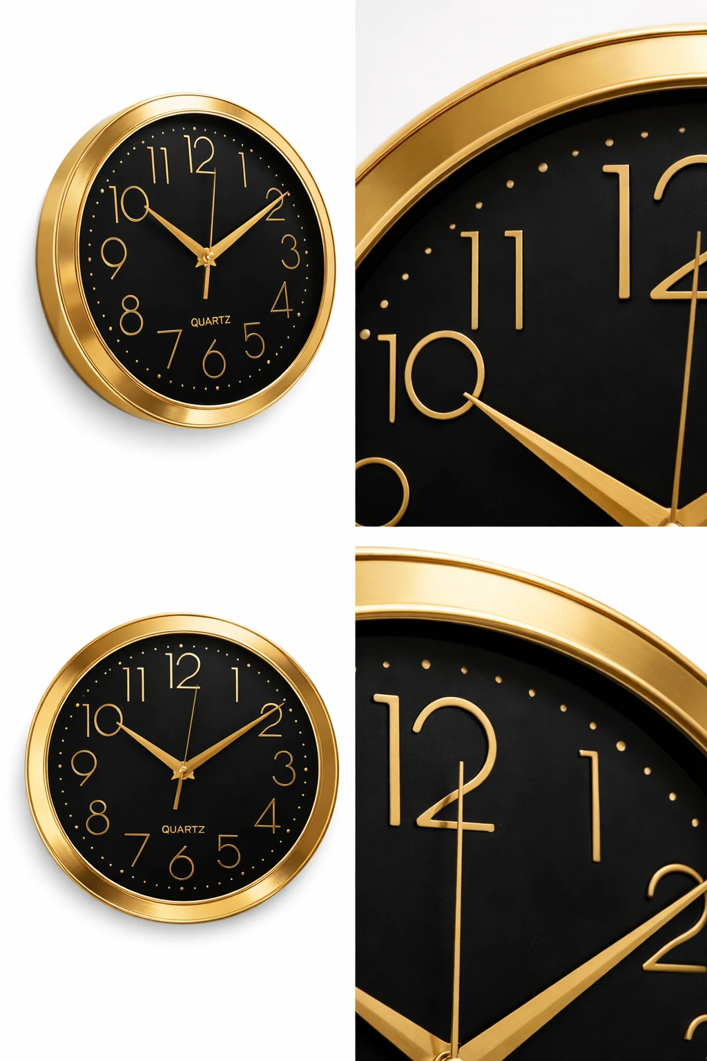 Ceas Analog de perete silentios Quartz rotund 29 cm Auriu - Negru [1]