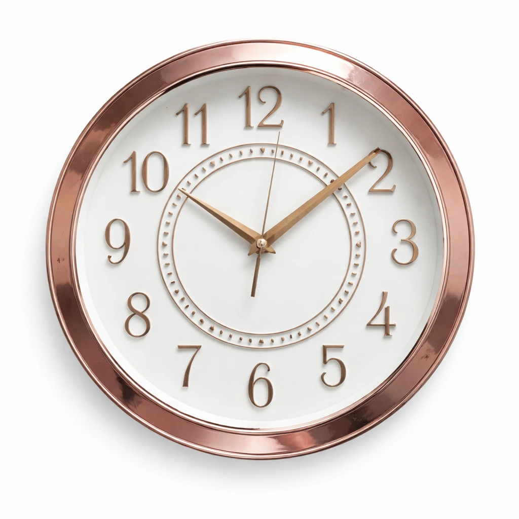 Decoratiuni - Ceas Analog de perete silentios Quartz rotund 29 cm Rose - Gold