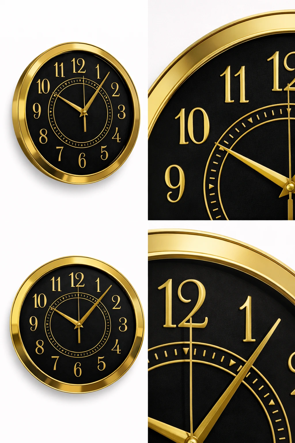 Ceas Analog de perete silentios Quartz rotund 29 cm Gold and Black [1]