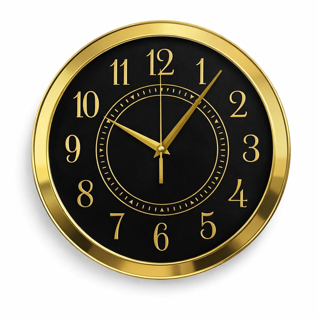 Decoratiuni - Ceas Analog de perete silentios Quartz rotund 29 cm Gold and Black