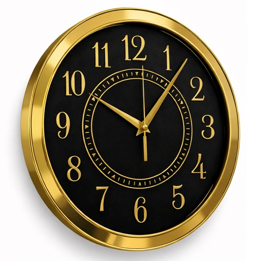 Ceas Analog de perete silentios Quartz rotund 29 cm Gold and Black [3]