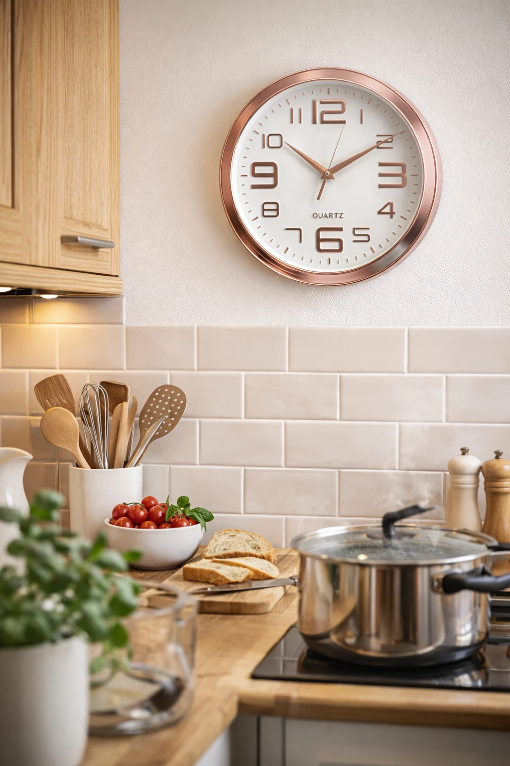 Ceas Analog de perete silentios Quartz rotund 29 cm Gold Rose [2]