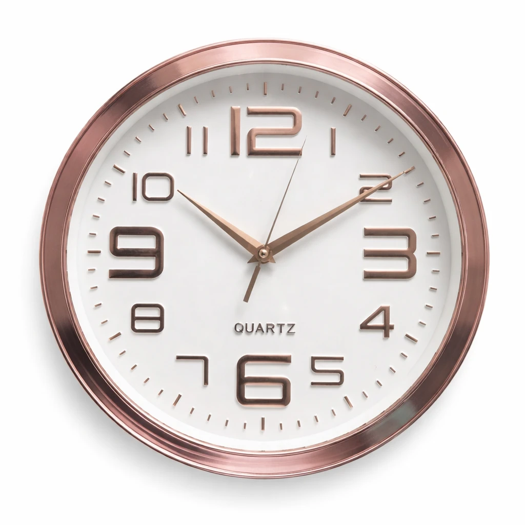 Decoratiuni - Ceas Analog de perete silentios Quartz rotund 29 cm Gold Rose