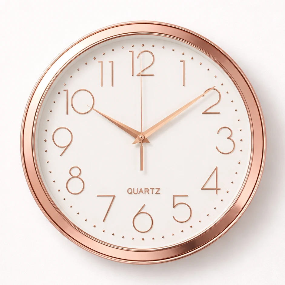 Decoratiuni - Ceas de Perete Analog Quartz Silentios, 29 cm, Elegant Rose Gold – Design Modern