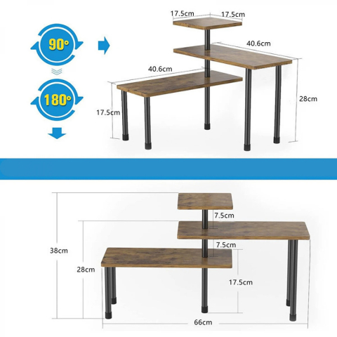 Etajera Condimente, Design Modern, Negru cu Imitatie Lemn, 3 Polite, - Organizare Practica si Eleganta [6]