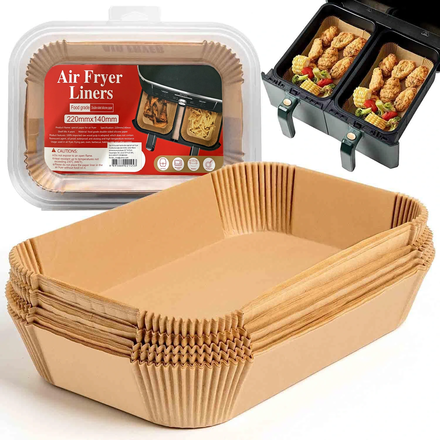 Toate Produsele - Hartie Copt pentru Air Fryer Ninja Dual Zone si Alte Modele cu Doua Zone 22 x 14 x 4.5 cm – NEXT TREND