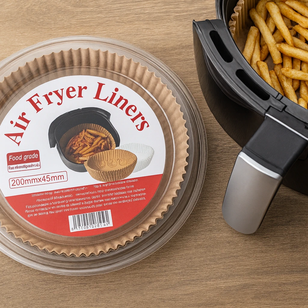 Hârtie de Copt pentru Air Fryer Rotundă 20 cm, Margini 4.5 cm, Antiaderentă [1]