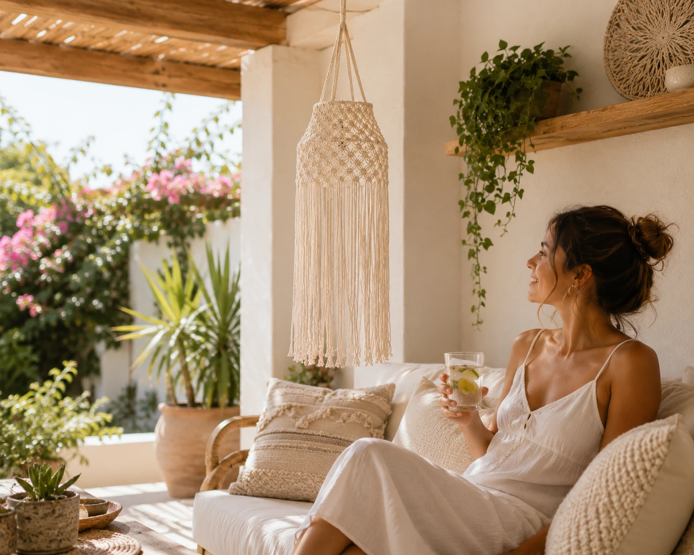 Decorațiune Macrame pentru Lampă și Abajur – Stil Boho Elegant cu Franjuri Decorative | NEXT TREND [2]