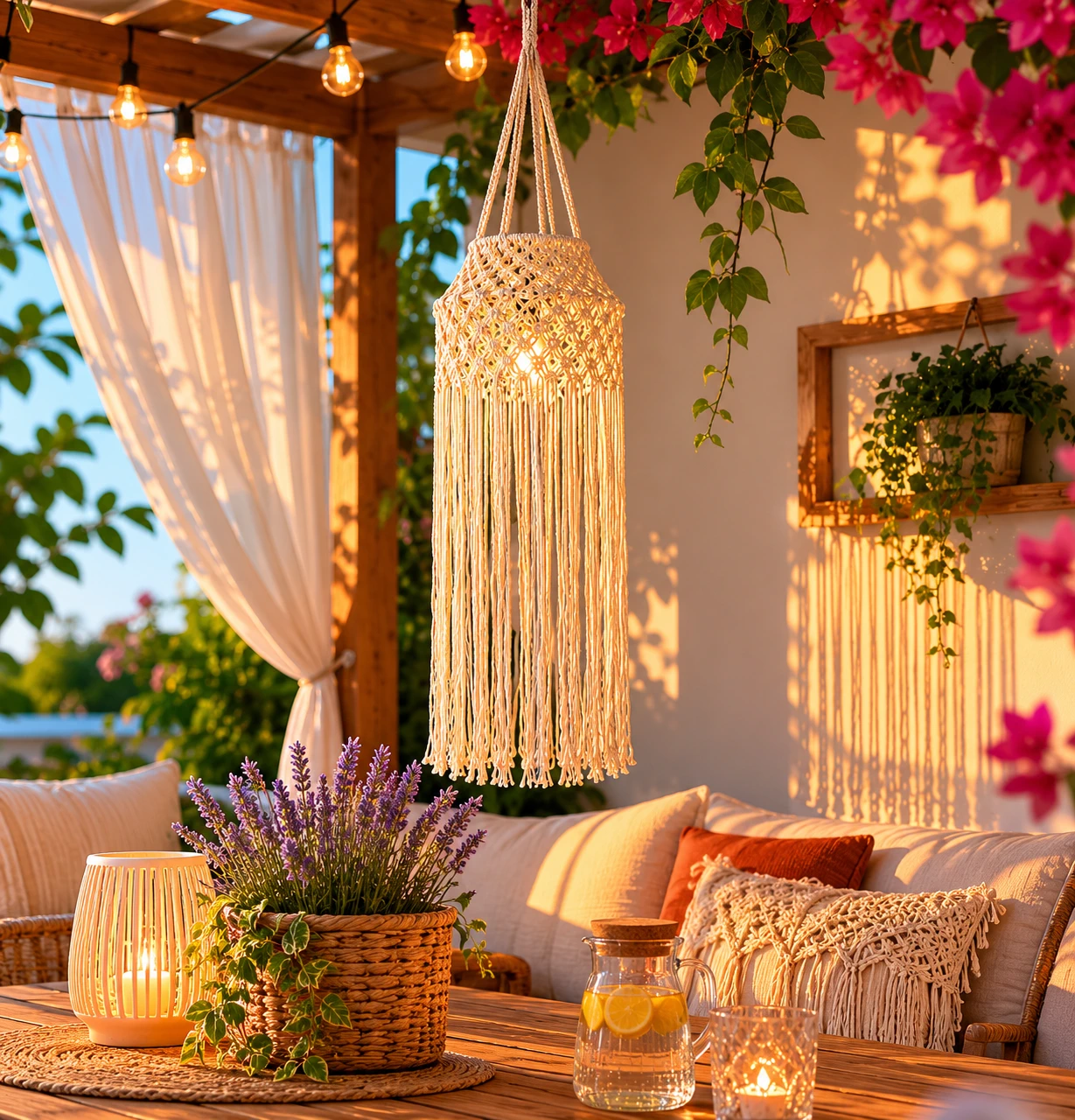 Decorațiune Macrame pentru Lampă și Abajur – Stil Boho Elegant cu Franjuri Decorative | NEXT TREND [1]