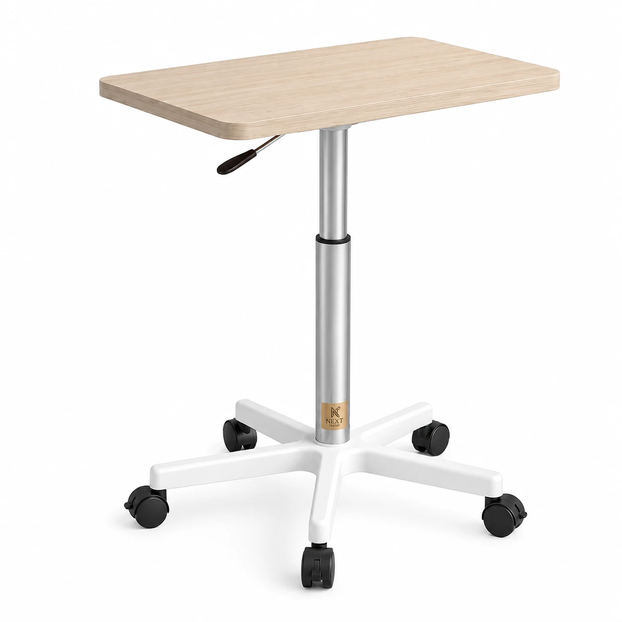 Măsuță Laptop Reglabilă pe înălțime cu Piston Pneumatic 60-80 cm, Blat MDF 60x40 cm, Alb – Birou Mobil Ergonomic pentru Pat, Canapea și Office [1]