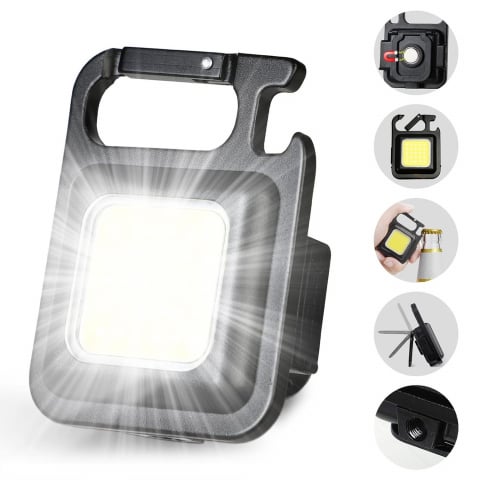 Mini Lanterna Ultra Compacta Metalica Tip Breloc NextTrend - Reincarcabila, LED COB, Ultra Compacta, 3 Moduri de Iluminare, Magnet, Carabina si Desfacator de Sticle [1]