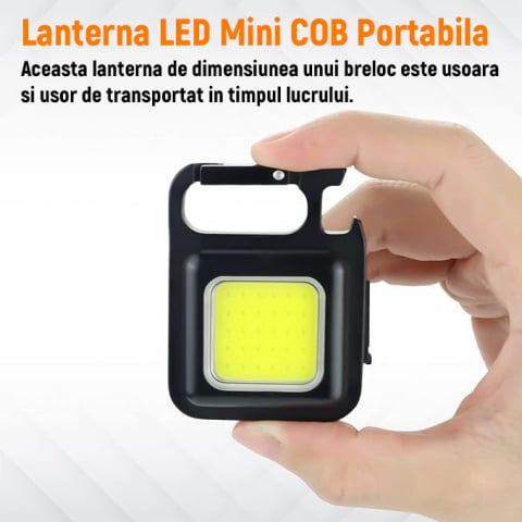Mini Lanterna Ultra Compacta Metalica Tip Breloc NextTrend - Reincarcabila, LED COB, Ultra Compacta, 3 Moduri de Iluminare, Magnet, Carabina si Desfacator de Sticle [2]