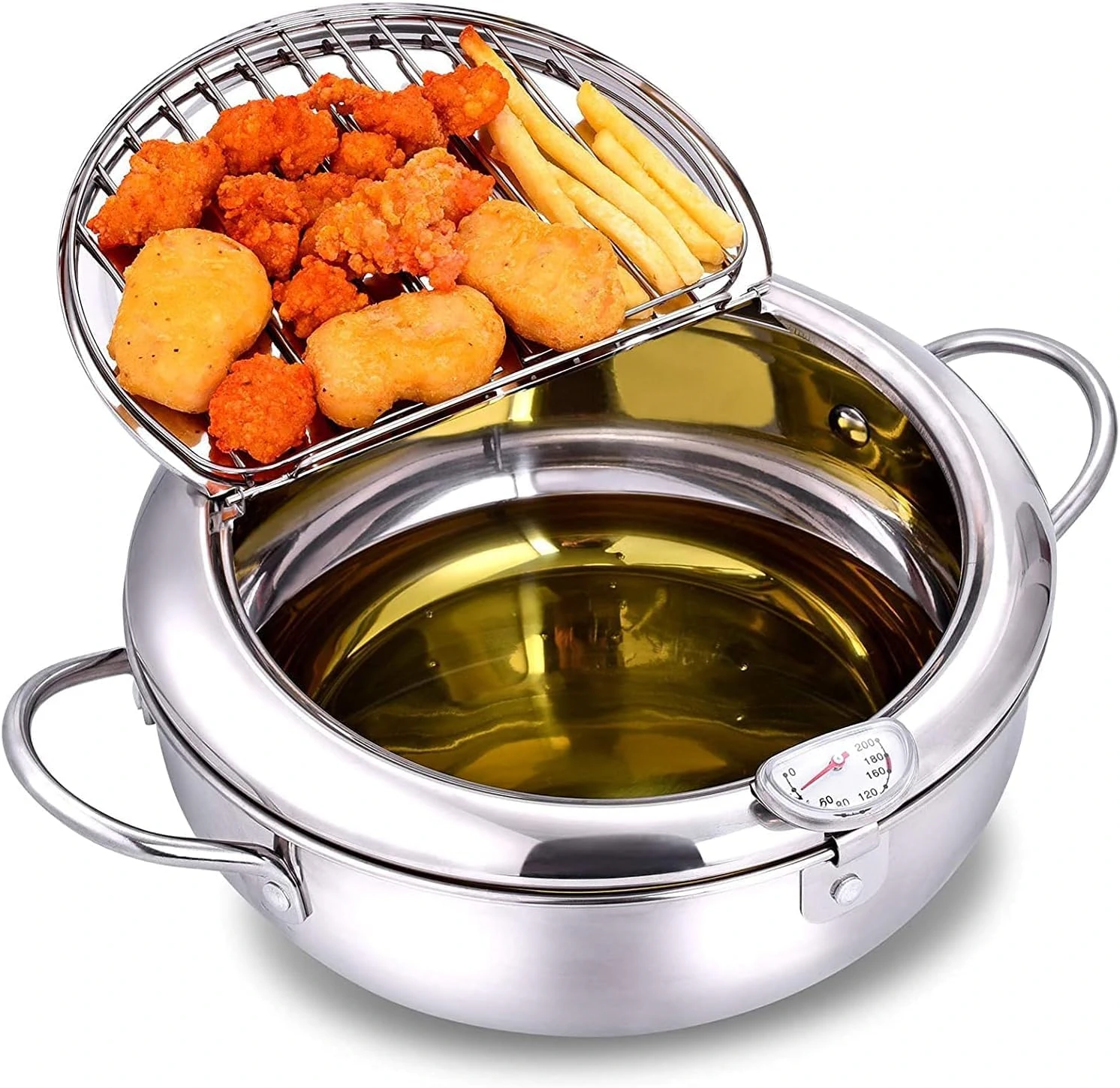 Oala de prajit Next Trend 4.2L - Friteuza japoneza din otel inoxidabil cu termometru si scurgere ulei, ideala pentru tempura, cartofi prajiti, pui, peste, snitel [0]