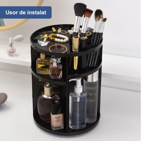 Organizator Cosmetice Rotativ 360° - Suport Ajustabil, Pensule, Rujuri si Accesorii [3]