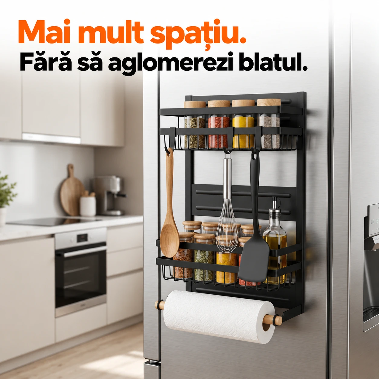 Raft magnetic pentru frigider Next Trend, 2 niveluri, negru [1]