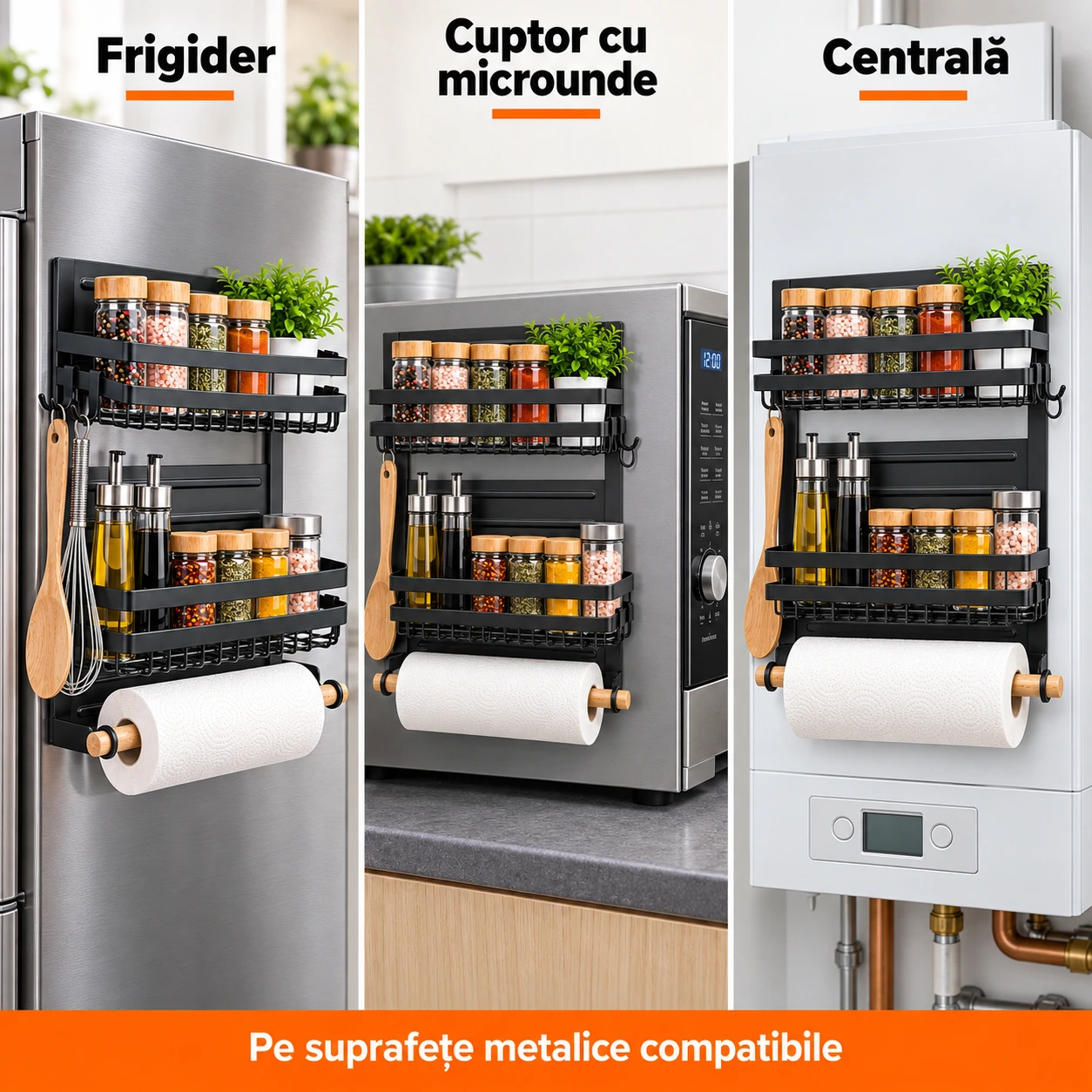 Raft magnetic pentru frigider Next Trend, 2 niveluri, negru [3]