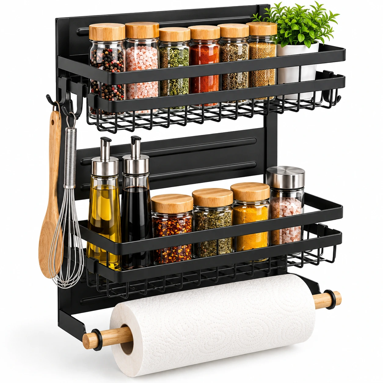 Casa, Gradina & Bricolaj - Raft magnetic pentru frigider Next Trend, 2 niveluri, negru