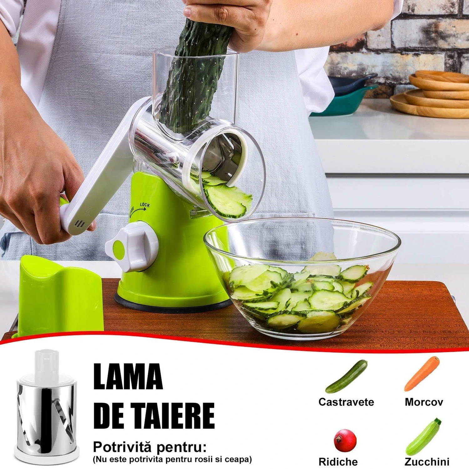 Razatoare Manuala Multifunctionala Rotativa 3 in 1 Verde [2]