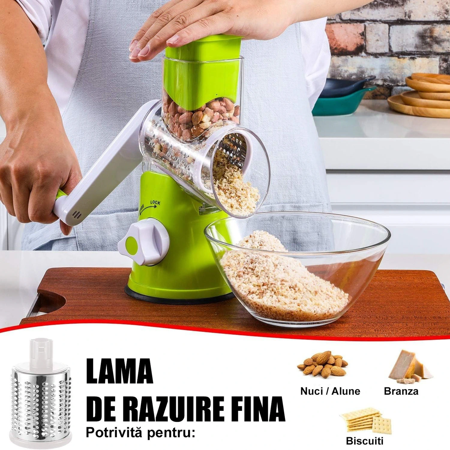 Razatoare Manuala Multifunctionala Rotativa 3 in 1 Verde [5]