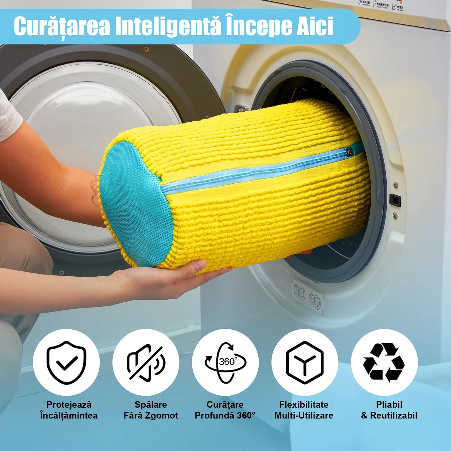 Sac pentru Spălat Încălțăminte NEXT TREND – Protecție Pantofi, Fibră Moale, Fermoar Premium, 39x19 cm [3]