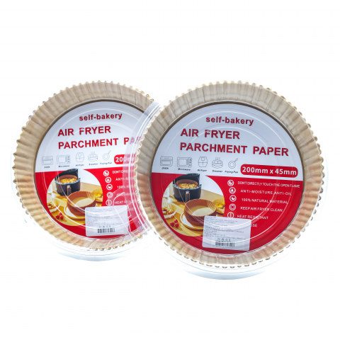 Set 2*50 Hartii de copt pentru Air Fryer, Termorezistent, Antiaderent, in suport de plastic cu capac practic, 20 x 20 x 4.5 cm, rotund