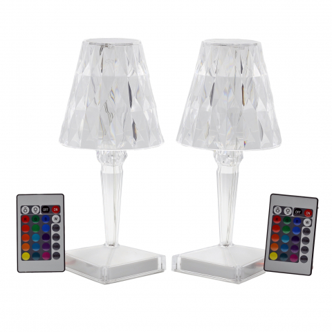 Corpuri de iluminat - Set 2 Lampi Ambientale LED "Genova" - Veioze Moderne cu Control Tactil 3 Temperaturi de Culoare si Intensitate Reglabila, Reincarcabile