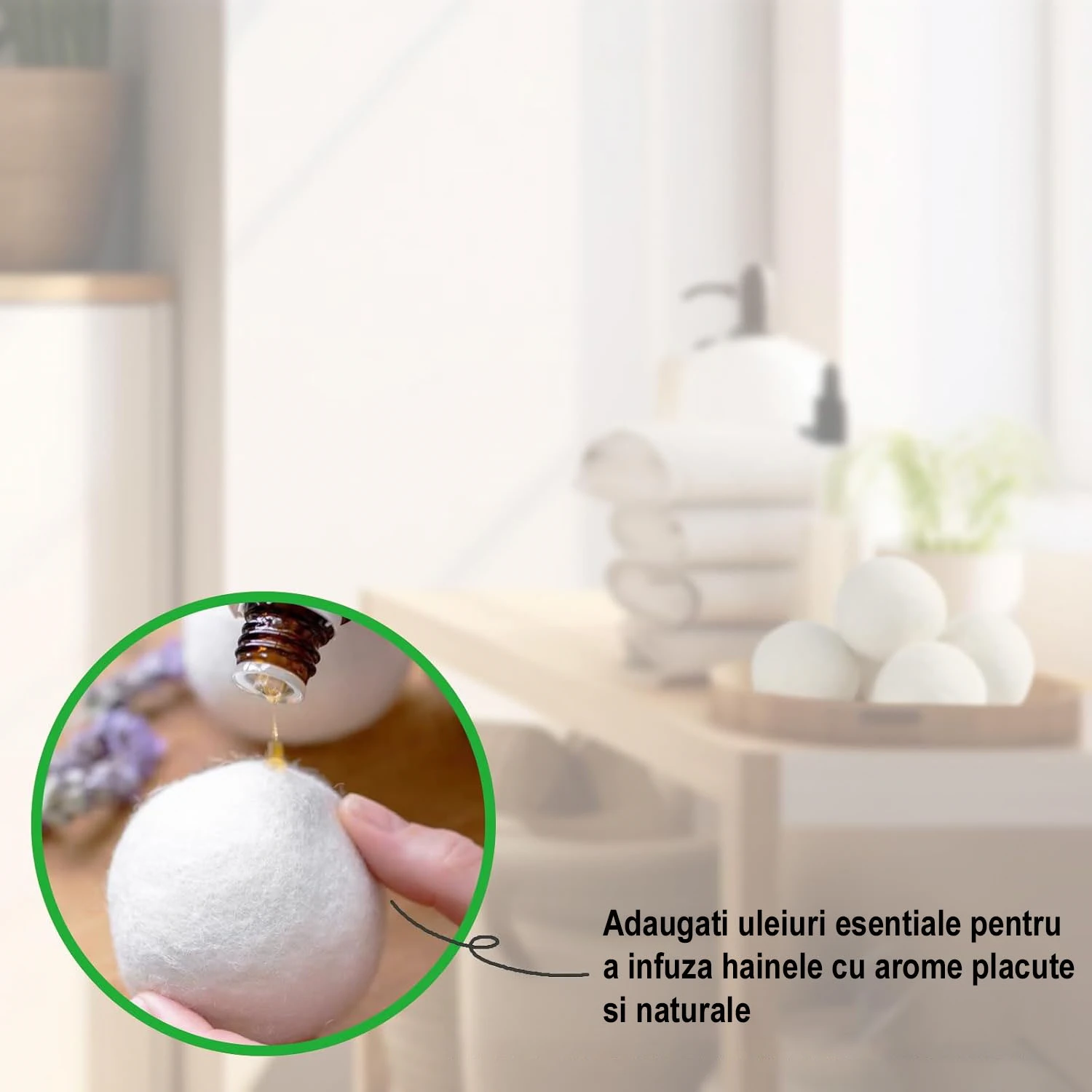 Set 3 bile din lana naturala pentru uscator [4]