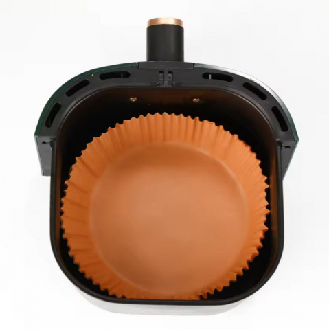 Set 100 hartii de copt pentru air fryer, Termorezistent, in suport de plastic cu capac  20 x 4.5 cm, rotund [4]