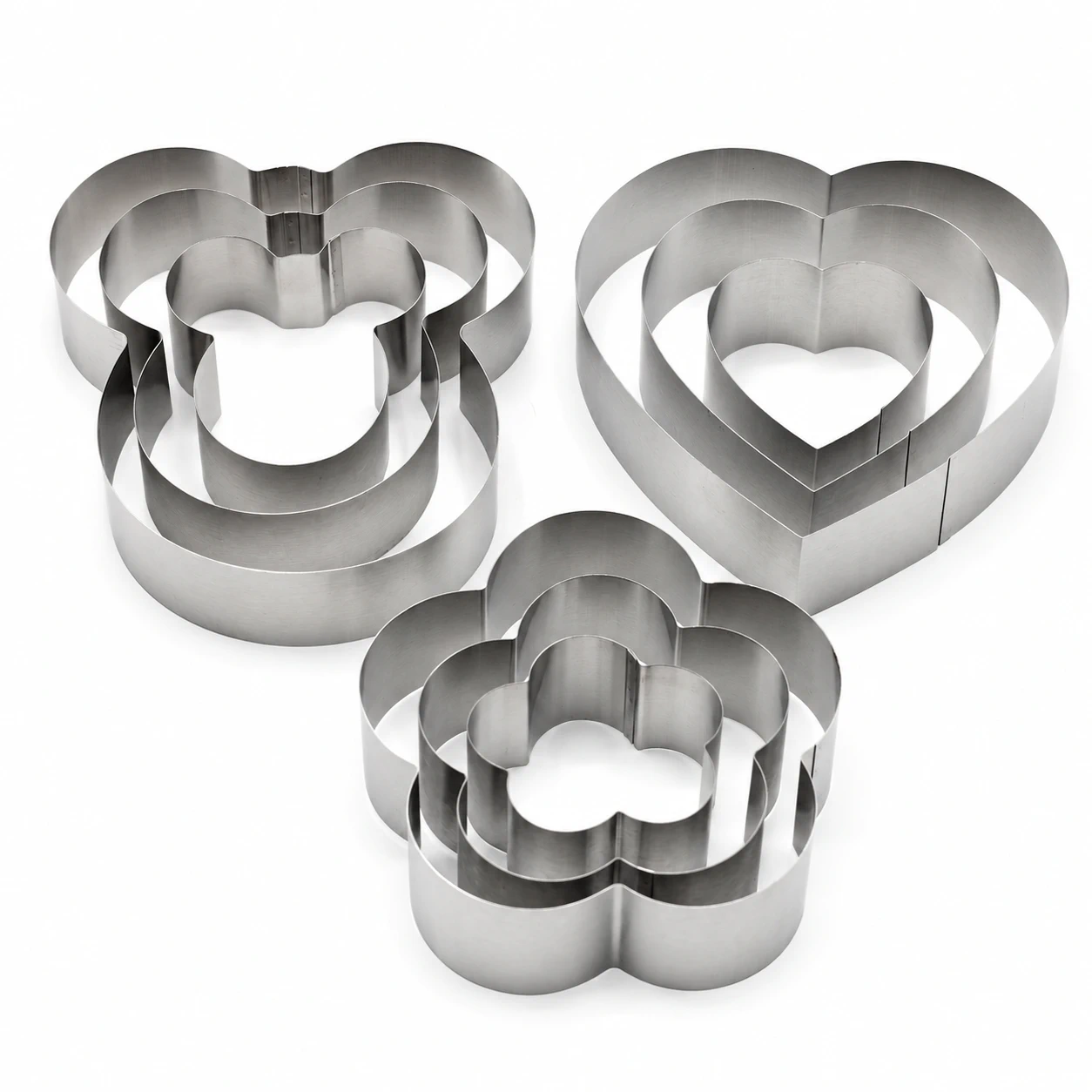 Bucatarie & Servire - Set 9 Forme Inox pentru Tort Mickey Mouse Inima si Floare