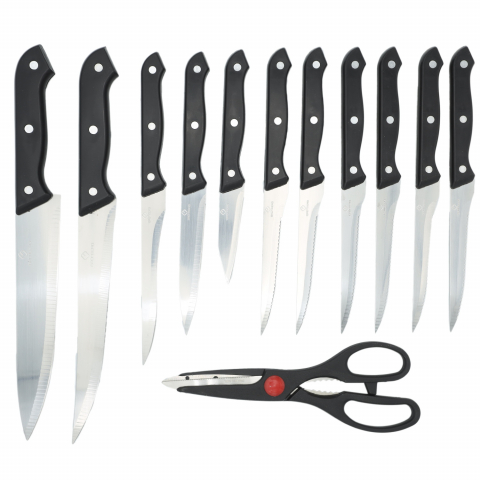 Set Cutite Next Trend, 13 Piese + Suport Lemn si Foarfeca Bucatarie - Calitate Premium [1]