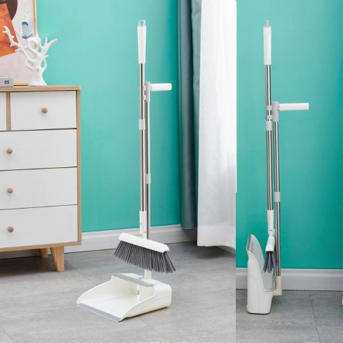 Toate Produsele - Set Matura si Faras Pliabil cu Coada Inox si Peri Moi de 7.5 cm, Alb – Curatenie Eficienta si Depozitare Usoara, Next Trend