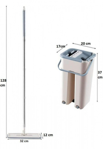 Set Mop cu Microfibra si Galeata cu 2 Cuve – Curatare Eficienta si Rapida, 2 lavete pentru mop incluse [2]
