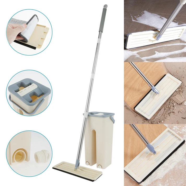 Set Mop cu Microfibra si Galeata cu 2 Cuve – Curatare Eficienta si Rapida, 2 lavete pentru mop incluse [6]