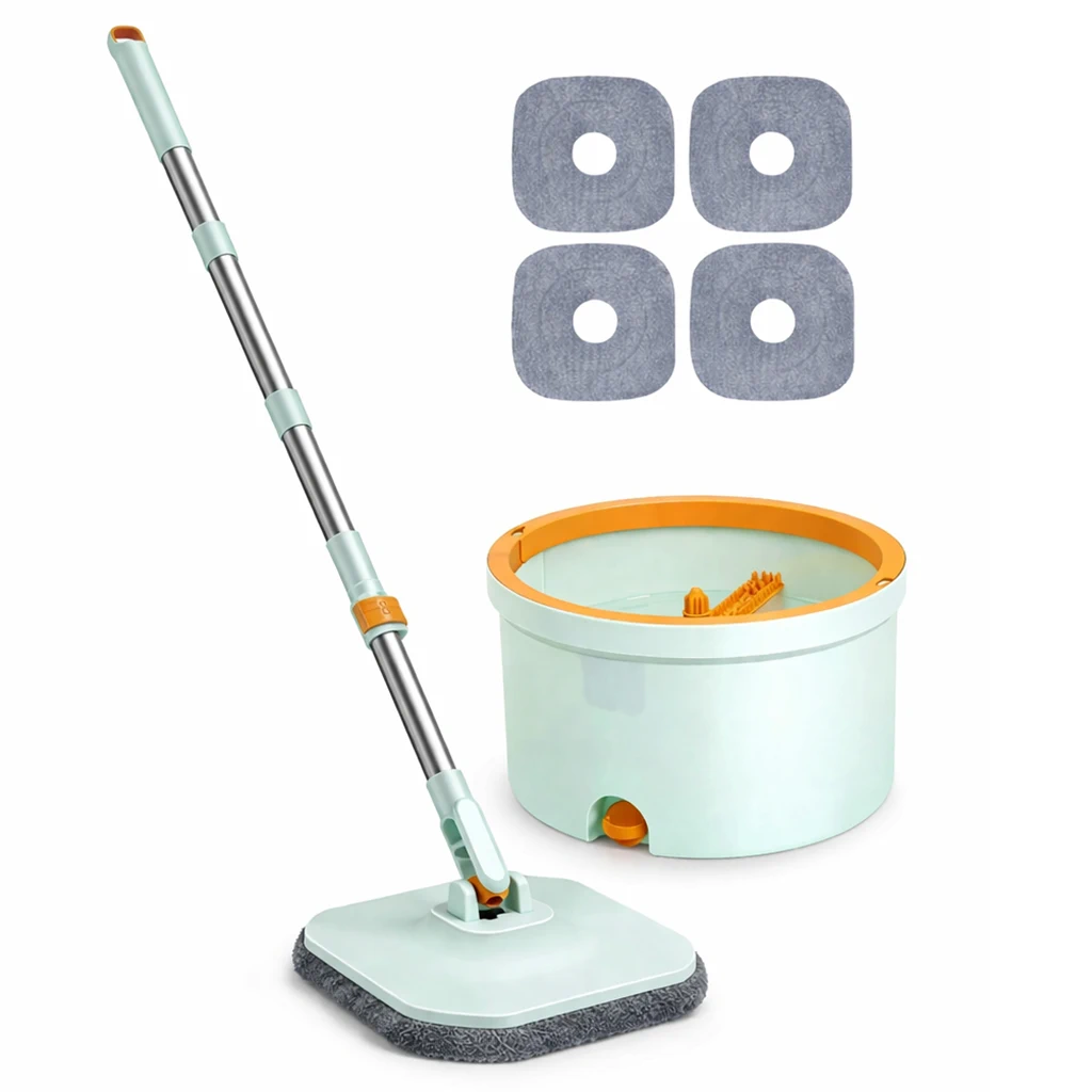 Curatenie, Organizare si depozitare - Set Mop Rotativ 360° cu Găleată Centrifugă, Separare Apă Curată/Murdară, Evacuare, 4 Rezerve Microfibră