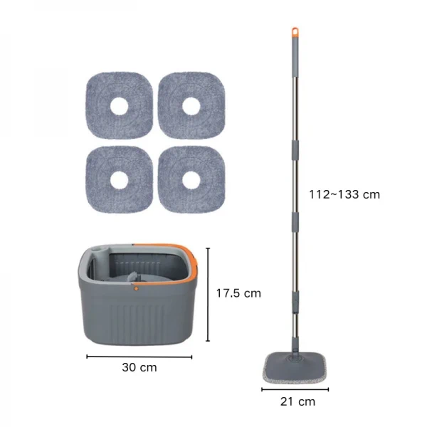 Set mop rotativ 360° cu găleată dublă, separare apă curată de murdară, sistem centrifug și 4 rezerve – NEXT TREND [7]