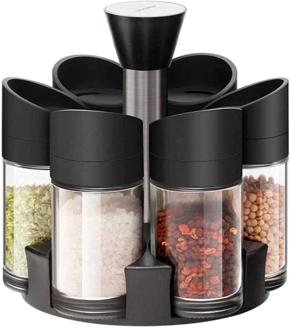 Set Rotativ Condimente 6 Borcane Sticla – Organizator 360° Bucătărie [6]