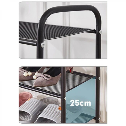 Suport Metalic Incaltaminte / Pantofar, 4 Nivele, Negru,  60x28x75 cm - Organizare Inteligenta a Pantofilor [3]