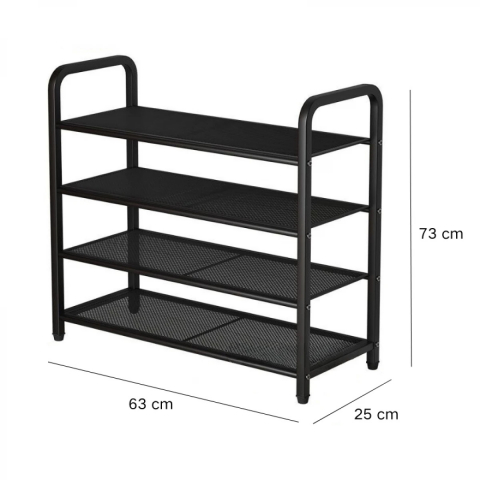 Suport Metalic Incaltaminte / Pantofar, 4 Nivele, Negru,  60x28x75 cm - Organizare Inteligenta a Pantofilor [7]