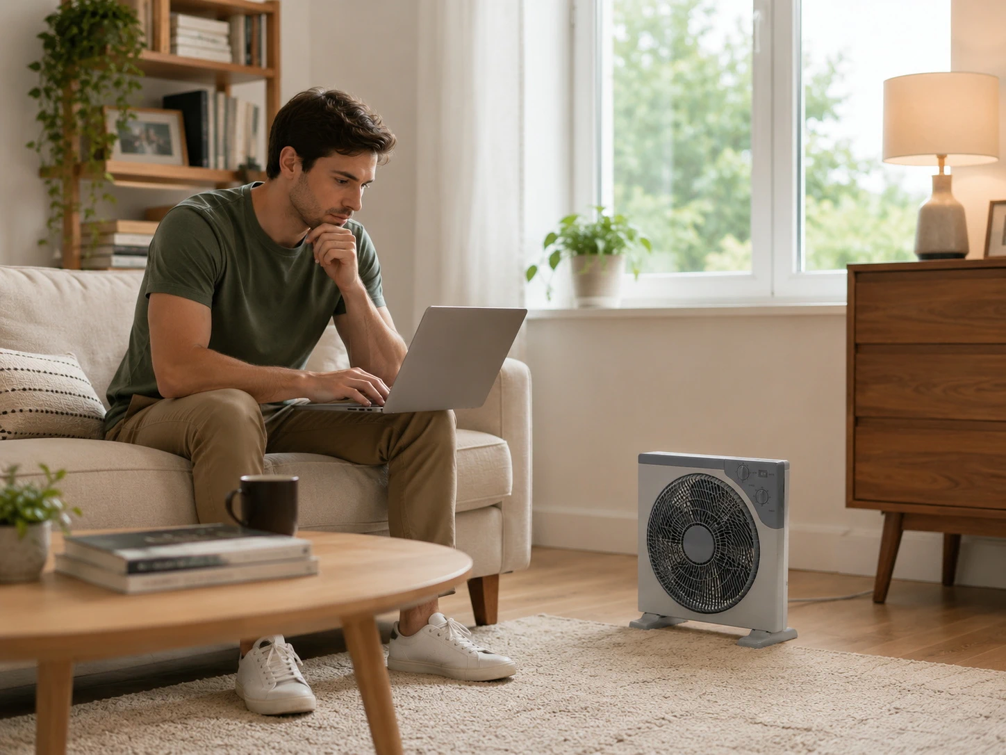 Ventilator Box Fan 30 cm cu Timer și 3 Trepte de Viteză – Răcorire Eficientă, Consum Redus și Design Compact [5]