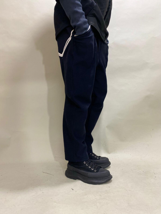 Pantalon de stofa bleumarin cu buzunare asimetrice [3]