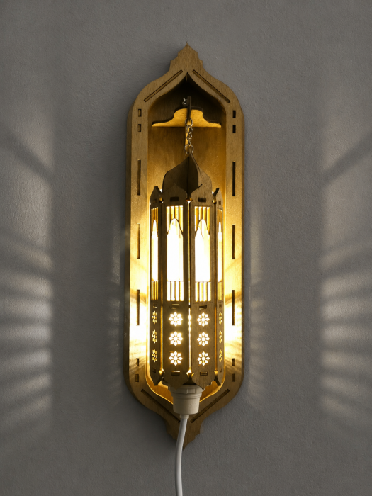 Lampa decorativa din lemn cu intrerupator pe fir [2]