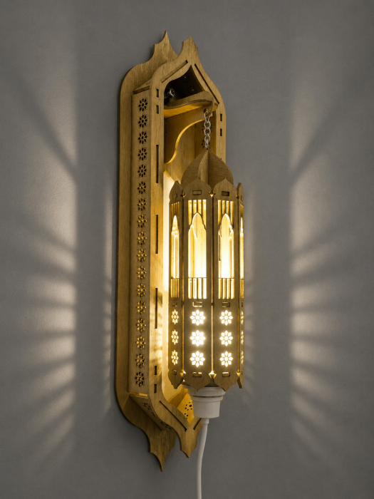 Lampa decorativa din lemn cu intrerupator pe fir [6]